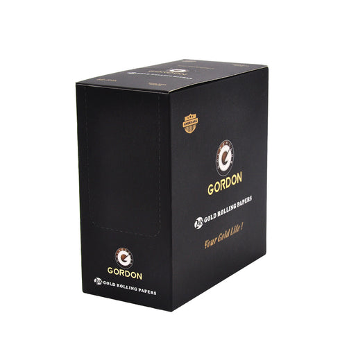 GORDON 24K Gold Rolling Papers, King Size Organic Cigarette Rolling Paper, 2 PCS / Pack 12 Packs / Box